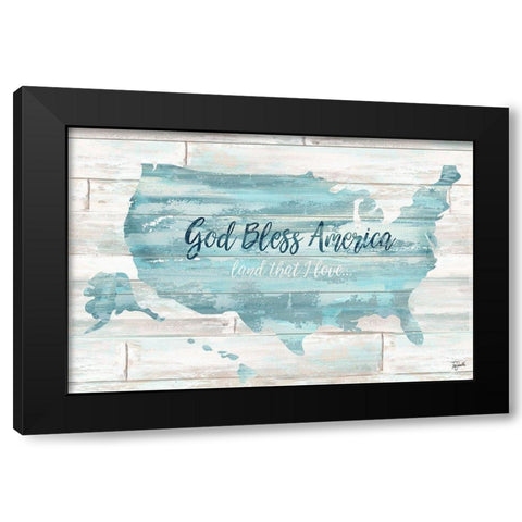 God Bless America USA Map Black Modern Wood Framed Art Print by Tre Sorelle Studios