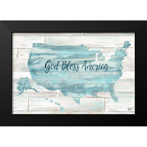 God Bless America USA Map Black Modern Wood Framed Art Print by Tre Sorelle Studios