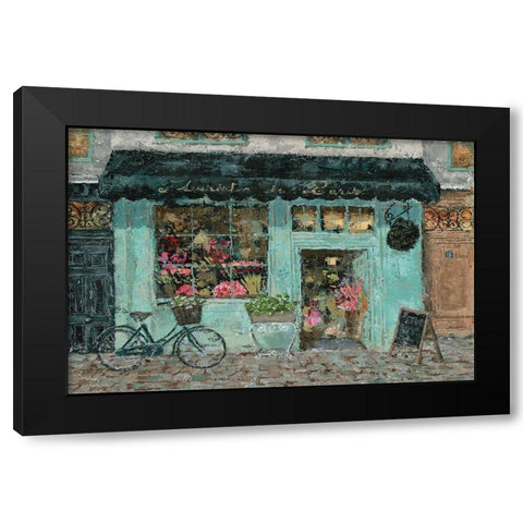 Parisian Flower Shop Black Modern Wood Framed Art Print with Double Matting by Cusson, Marie Elaine