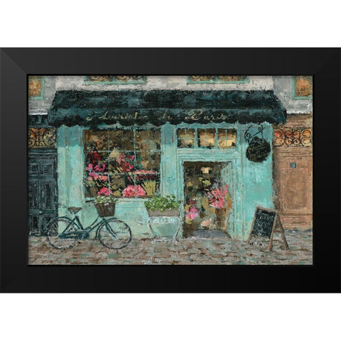 Parisian Flower Shop Black Modern Wood Framed Art Print by Cusson, Marie Elaine