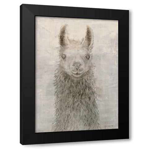 Llama Portrait Black Modern Wood Framed Art Print with Double Matting by Cusson, Marie Elaine