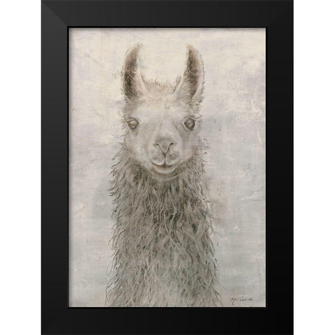 Llama Portrait Black Modern Wood Framed Art Print by Cusson, Marie Elaine