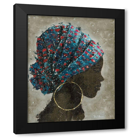 Profile of a Woman I (gold hoop) Black Modern Wood Framed Art Print with Double Matting by Cusson, Marie Elaine