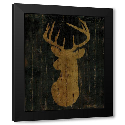 Rustic Lodge Animals Deer Head Black Modern Wood Framed Art Print with Double Matting by Cusson, Marie Elaine