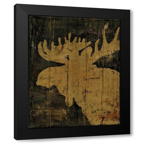 Rustic Lodge Animals Moose Black Modern Wood Framed Art Print with Double Matting by Cusson, Marie Elaine
