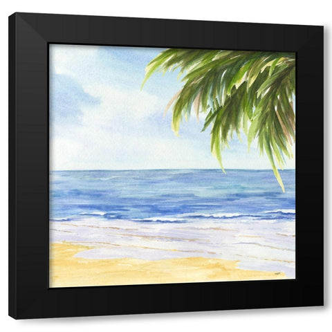 Beach and Palm Fronds I  Black Modern Wood Framed Art Print by Reed, Tara