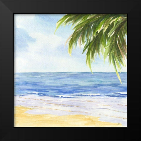 Beach and Palm Fronds I  Black Modern Wood Framed Art Print by Reed, Tara