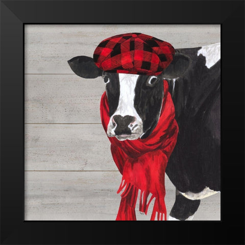 Intellectual Animals III Cow and Scarf Black Modern Wood Framed Art Print by Reed, Tara
