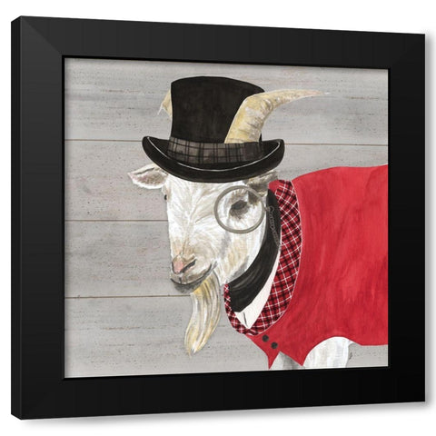 Intellectual Animals VI Goat with Hat Black Modern Wood Framed Art Print by Reed, Tara