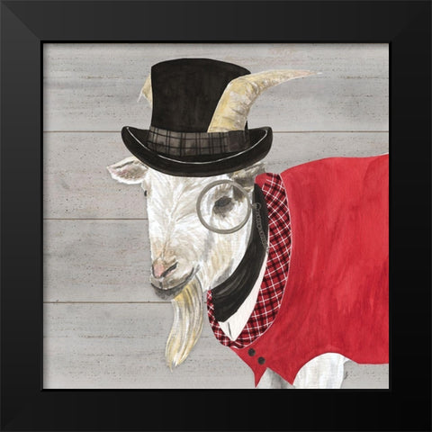 Intellectual Animals VI Goat with Hat Black Modern Wood Framed Art Print by Reed, Tara