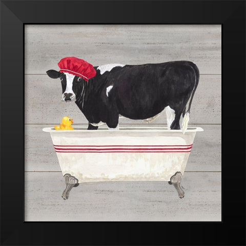 Bath time for Cows Tub Black Modern Wood Framed Art Print by Reed, Tara
