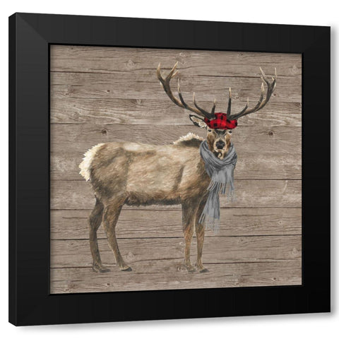 Warm in the Wilderness Deer Black Modern Wood Framed Art Print with Double Matting by Reed, Tara