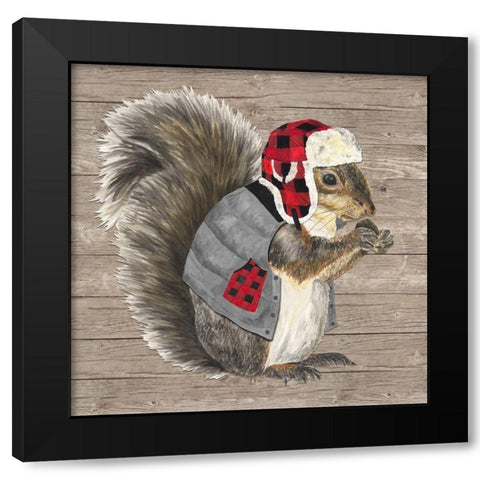 Warm in the Wilderness Squirrel Black Modern Wood Framed Art Print by Reed, Tara