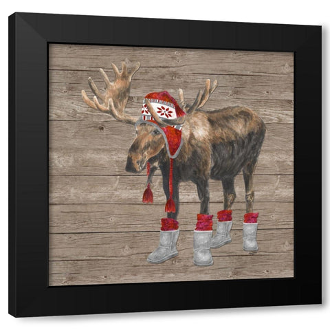 Warm in the Wilderness Moose Black Modern Wood Framed Art Print with Double Matting by Reed, Tara