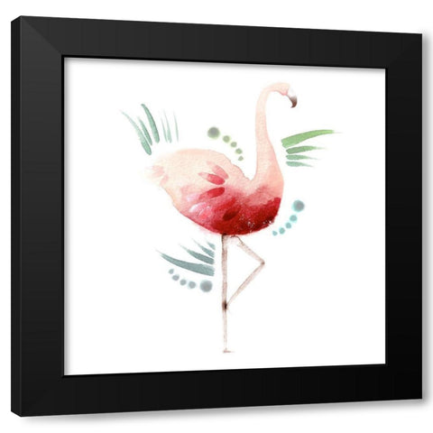 Tropical Icons Flamingo Black Modern Wood Framed Art Print by Northern Lights