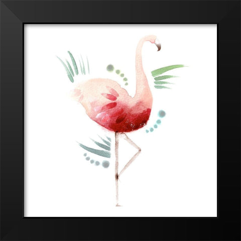 Tropical Icons Flamingo Black Modern Wood Framed Art Print by Northern Lights