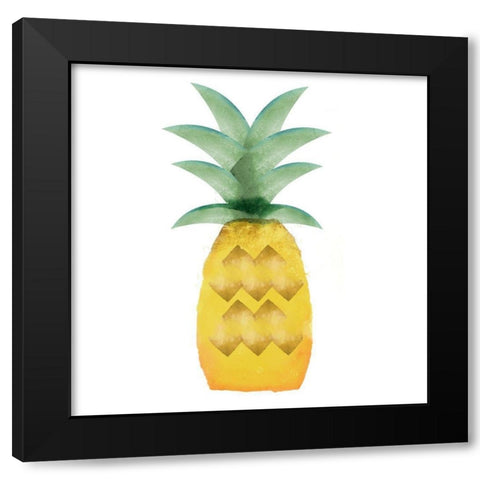 Tropical Icons Pineapple Black Modern Wood Framed Art Print by Northern Lights