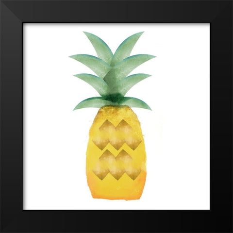 Tropical Icons Pineapple Black Modern Wood Framed Art Print by Northern Lights