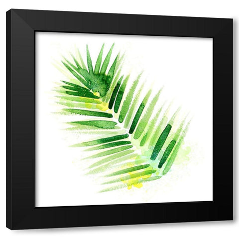 Tropical Icons Palm Frond Black Modern Wood Framed Art Print with Double Matting by Northern Lights