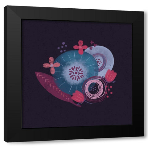 Dark Purple Florals III Black Modern Wood Framed Art Print by Noonday Design