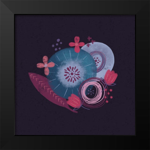 Dark Purple Florals III Black Modern Wood Framed Art Print by Noonday Design