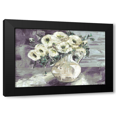 White Flowers in Pottery Pitcher Black Modern Wood Framed Art Print with Double Matting by Tre Sorelle Studios