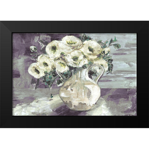 White Flowers in Pottery Pitcher Black Modern Wood Framed Art Print by Tre Sorelle Studios