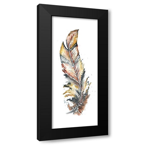 Tribal Feather Single I Black Modern Wood Framed Art Print with Double Matting by Tre Sorelle Studios