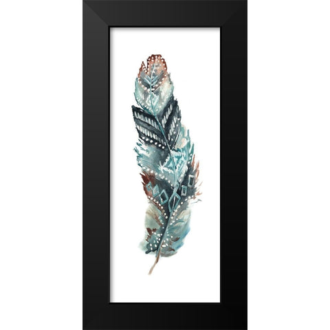 Tribal Feather Single II Black Modern Wood Framed Art Print by Tre Sorelle Studios