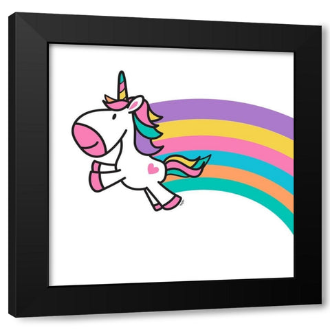 Happy Unicorn Trio III- white Black Modern Wood Framed Art Print by Reed, Tara