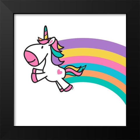 Happy Unicorn Trio III- white Black Modern Wood Framed Art Print by Reed, Tara