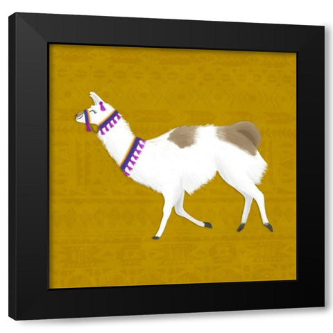 Lovely Llama Jewel Tones IV-Gold Black Modern Wood Framed Art Print with Double Matting by Noonday Design