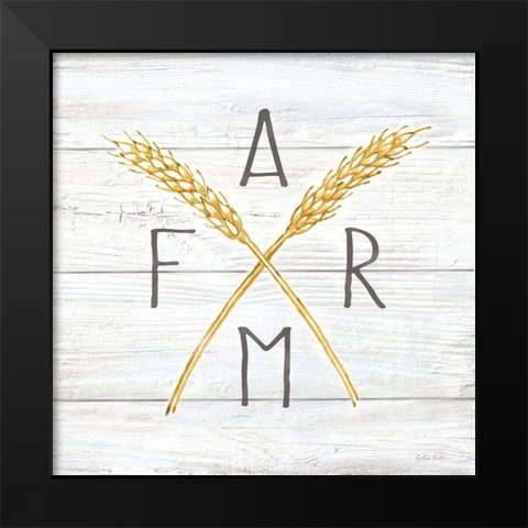 Farmhouse Stamp Wheat Black Modern Wood Framed Art Print by Coulter, Cynthia