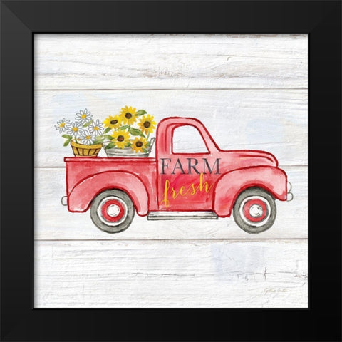 Farmhouse Stamp Red Truck Black Modern Wood Framed Art Print by Coulter, Cynthia
