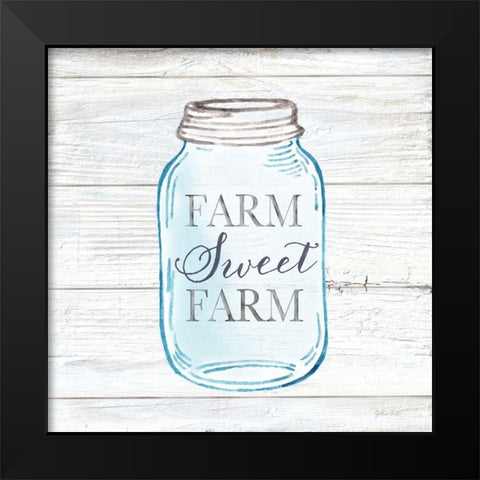 Farmhouse Stamp Mason Jar Black Modern Wood Framed Art Print by Coulter, Cynthia
