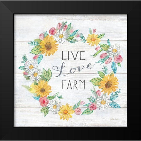 Farmhouse Stamp Wreath Black Modern Wood Framed Art Print by Coulter, Cynthia