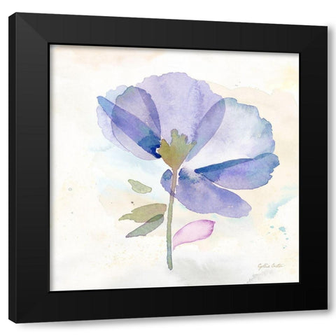 Poppy Single Purple Black Modern Wood Framed Art Print with Double Matting by CoulterCynthia