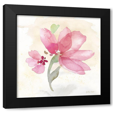 Poppy Single Pink Black Modern Wood Framed Art Print by CoulterCynthia