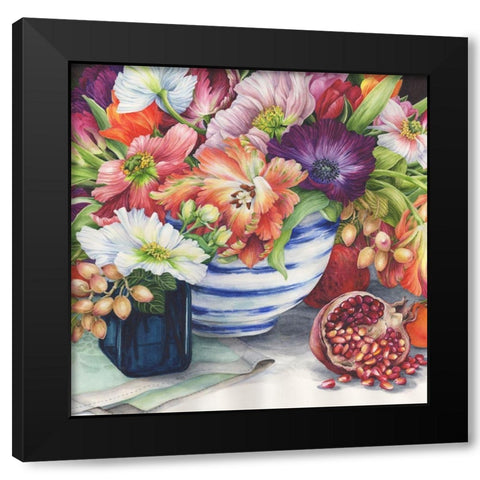 Vibrant Bouquet Still Life Black Modern Wood Framed Art Print by Wicks, Jane