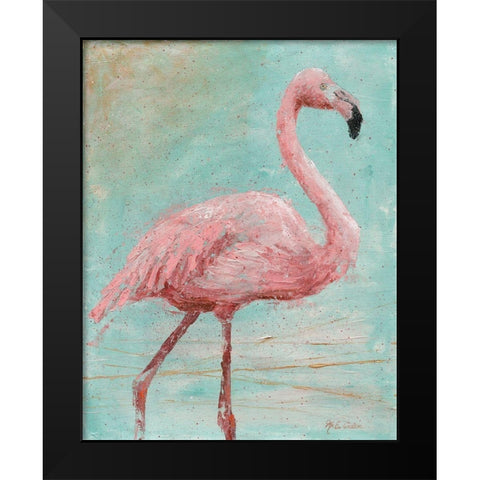Pink Flamingo I Black Modern Wood Framed Art Print by Cusson, Marie-Elaine