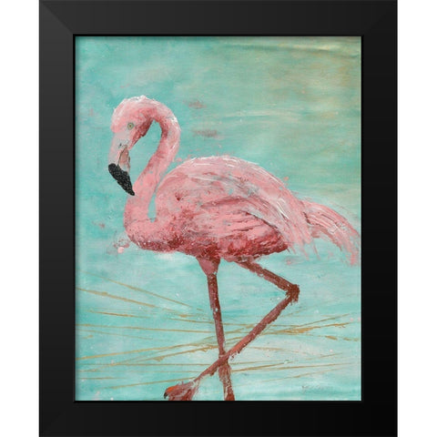 Pink Flamingo II Black Modern Wood Framed Art Print by Cusson, Marie-Elaine
