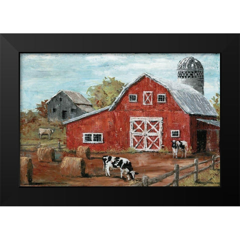 Red Country Barn Black Modern Wood Framed Art Print by Cusson, Marie-Elaine