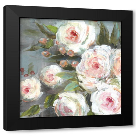 Pink Blooms I Black Modern Wood Framed Art Print by Tre Sorelle Studios