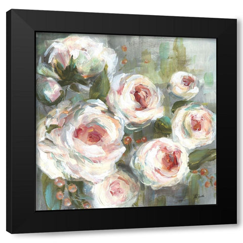 Pink Blooms II Black Modern Wood Framed Art Print with Double Matting by Tre Sorelle Studios