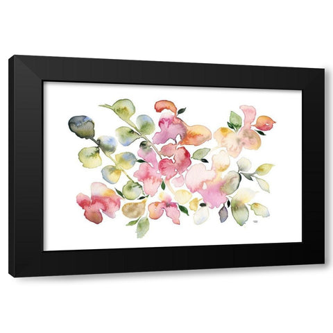 Shades of Pink Watercolor Floral Black Modern Wood Framed Art Print by Bijou, Andrea