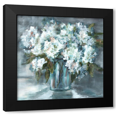 White Hydrangeas on Gray Black Modern Wood Framed Art Print by Tre Sorelle Studios