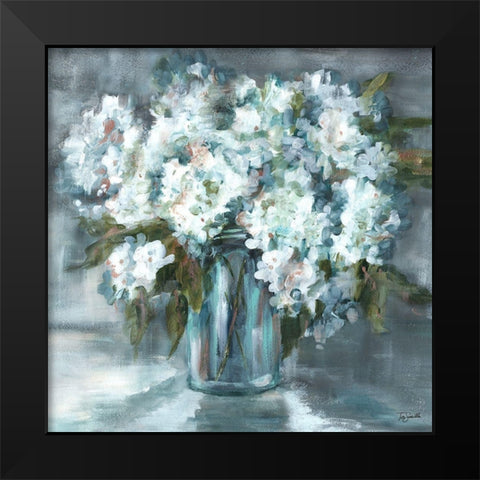 White Hydrangeas on Gray Black Modern Wood Framed Art Print by Tre Sorelle Studios