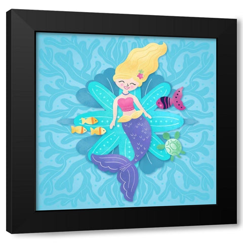 Mermaid blonde hair Black Modern Wood Framed Art Print with Double Matting by Noonday Design