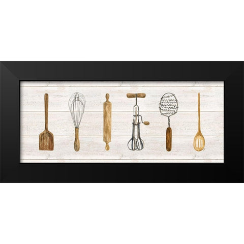 Vintage Kitchen Utensils Panel Black Modern Wood Framed Art Print by Reed, Tara