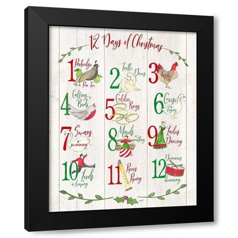 12 Days of Christmas sign Black Modern Wood Framed Art Print with Double Matting by Reed, Tara